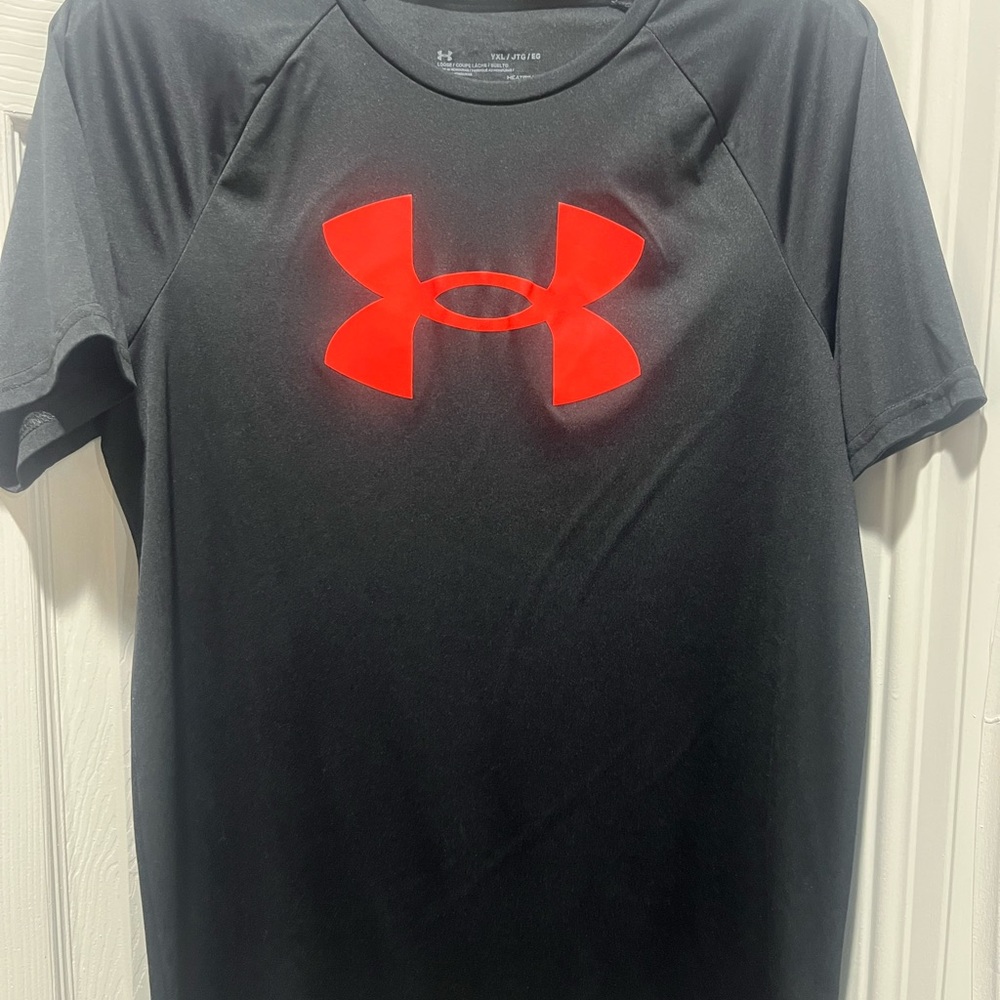 Under Armour Kids Black Tee with Red Logo